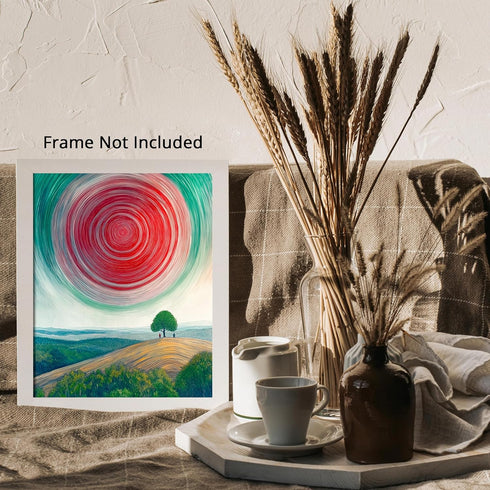 Posterizer 1 pcs-surrealism serene scene in alien planet with red sun 1-Abstract & Modern Art-Landscape & Nature Art-Gift for Men Women Entreprene...
