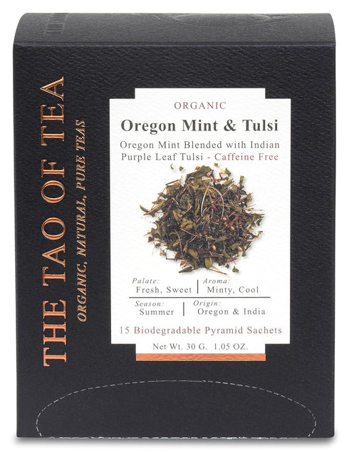The Tao of Tea Oregon Mint & Tulsi Box Pyramid Sachets, 15 Pyramid Sachets...