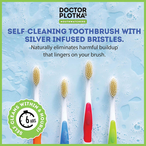 MOUTHWATCHERS Dr Plotkas Extra Soft Kids Toothbrushes Manual Flossing Toothbrushes | Ultra Clean Nano Toothbrushes | 4 Pack - Pink Childrens Tooth...