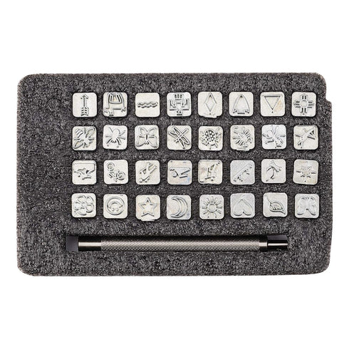 PH PandaHall 32 pcs Stainless Steel Leathercraft Metal Insect Theme Stamps Punch Set Tool with 1 pc Handle for Leather Craft Belt Bag Craft DIY Je...