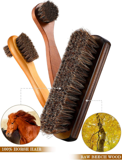 Youngjoy 6 Pieces Horsehair Shine Shoes Brush Kit Polish Dauber Applicators (B)...