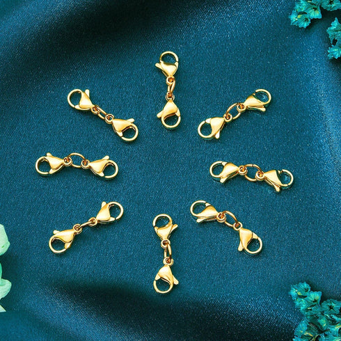 MTLEE Double Lobster Clasp Extender Double Claw Connector Bracelet Extension Clasp Small Bracelet Necklace Shortener for DIY Jewelry Making(Gold)...