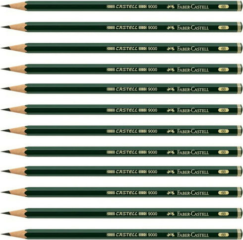 Faber-Castell pencils, Castell 9000 Artist graphite 6B pencils for sketch, drawing, shading, art supplies - box of 12...