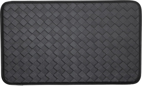 Anti-Fatigue Kitchen Faux Leather Non-Skid Cushioned Comfort Mat, 18" x 30", Diamond Black/Black...