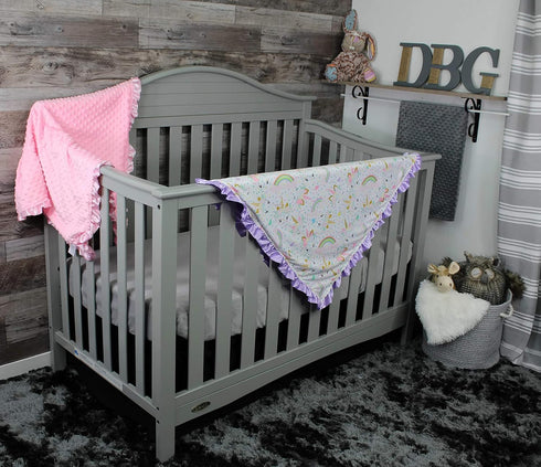 Dear Baby Gear Baby Blankets, Glitter Unicorn Pastel Rainbows, Lavender Minky, 32 Inches by 32 Inches...