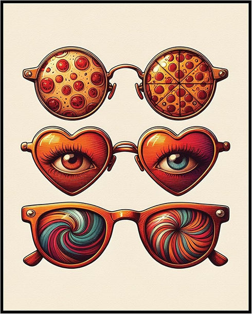 Posterizer 1 pcs-Sunglasses Funky Trippy Poster-Abstract & Modern Art-Retro Art-Gift for Girls, Teens-Living Room Bedroom Decor- unframed wall art...