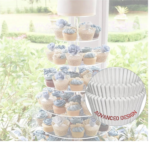 Mr Miracle Standard Size Baking Cups - Premium Quality, White, Grease-Proof, Oven & Microwave Safe Cupcake Liners - 500 Pack Paper Baking Cups for...