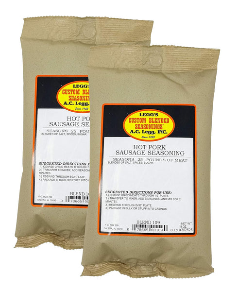 A.C. Legg Blend 109 Hot Pork Sausage Seasoning, 2 Packs - 9 Ounce each …...