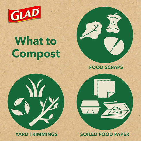 Glad Kitchen Compost Bags, 100% Compostable Bag, 2.6 Gallon, Unscented - 22 Count...