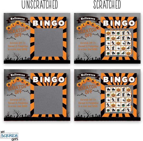 My Scratch Offs - 26 Pack Halloween Bingo Scratch Off Game Cards for Party Favors, Business Promotion, Prizes, Rewards, School Supplies & Family G...