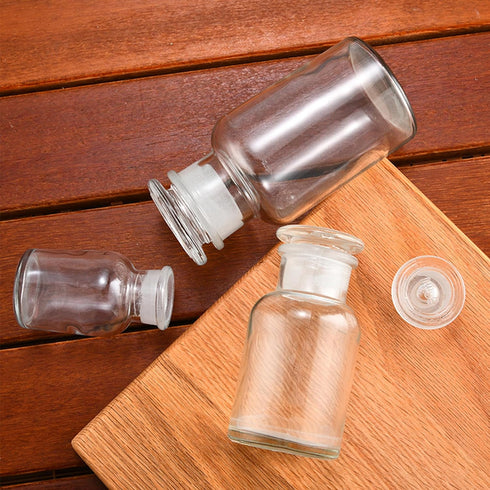 2 Packs 250ml Glass Reagent Bottle,Lab Wide Mouth Reagent Bottle, Glass Bottle With Glass Ground Stopper (Clear)...
