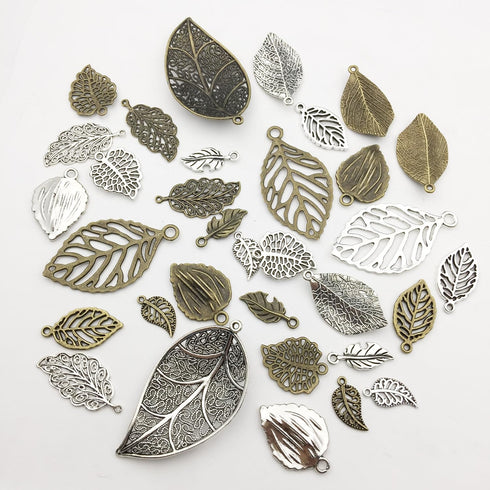 iloveDIYbeads 100g Craft Supplies Mixed Tree Leaves Pendants Beads Charms Pendants for Crafting, Jewelry Findings Making Accessory For DIY Necklac...