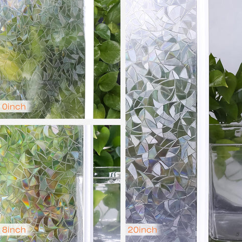 Window Privacy Film Rainbow Window Clings 3D Decorative Stained Glass Vinyl Anti UV Static Cling Film Non-Adhesive Window Covering Film (11.8'' x ...