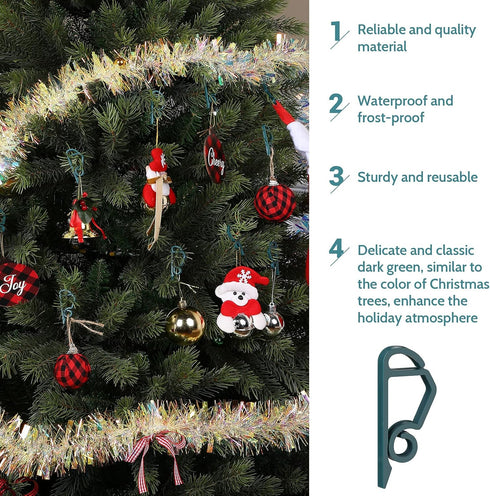 Queekay 100 Pieces Christmas Light Hooks Holiday Plastic Siding Clips Mini Outdoor Gutter Light Hanging Hangers for Icicle Rope Lights Christmas D...