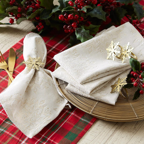 DII Holiday Dining Table Linen Sparkle Metallic Kitchen Décor, Napkin Set, 20x20, Jacquard Snowflakes, 6 Piece...