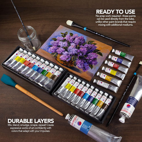 Daler Rowney Georgian Water Mixable Oil Paint Burnt Sienna 37ml Tube - Art Paints for Canvas Paper and More - Oil Painting Supplies for Artists an...