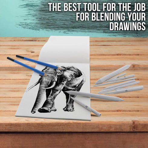 US Art Supply 10 Piece Artist Blending Stump and Tortillion Art Blenders - Pencil, Charcoal, Graphite, Colored Pencils...
