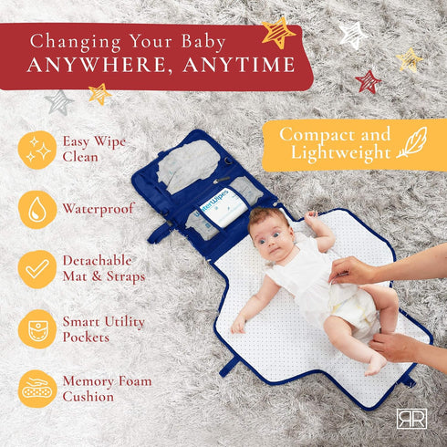 Portable Diaper Changing Pad Waterproof – B0NUS Insulated Baby Bottle Bag, 2-in-1 Diaper Clutch and Changing Mat, Wipe Clean Portable Changing Pad...