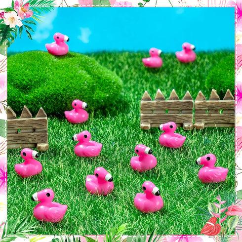 200Pcs Mini Resin Flamingo Ducks, Flamingo Tiny Ducks, Cute Flamingo Figurines for Cake Topper Garden Dollhouse Landscape Aquarium Ornaments DIY C...