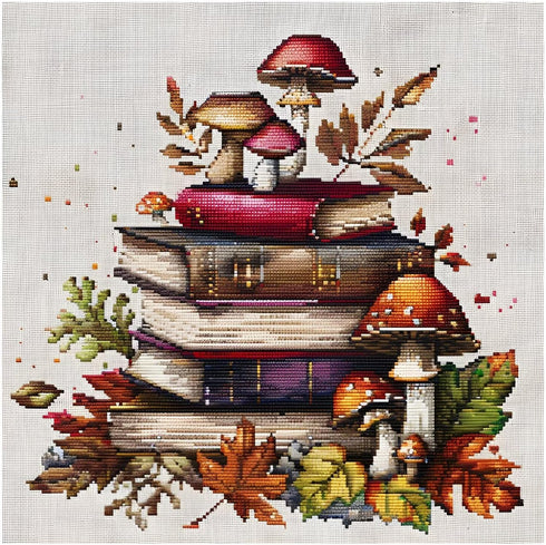 Xinpinzhou Mushroom 11ct Cross Stitch Kits, 11 CT Funny Pre Printed Counted Stamped Cross Stitch Embroidery Needlepoint Needlework Patterns Kits f...