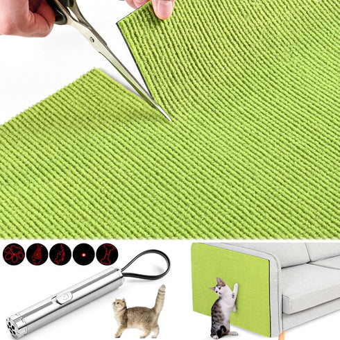 Gtmileo Trimmable Cat Scratching Post 78.7"x15.8" with Cat Laser Pointer, Self-Adhesive Cat Scratch Mat Replacement for Cat Tree Shelf Shelves, Ca...