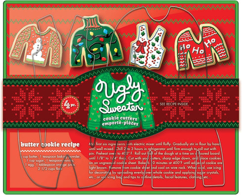 Fox Run Brands Ugly Sweater Cookie Cutter Set, Metallic...