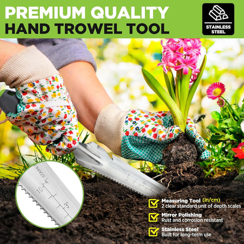 WORKPRO Hand Weeder Puller, 5-in-1 Stainless Steel Garden Trowel with Soft Handle, Gardening Weeding Tool for Easy Weeder Removal, Planting, Weedi...