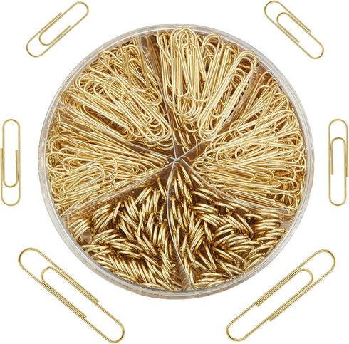 500pcs Gold Paper Clips Assorted Sizes Small, Medium and Large Paperclips for Paperwork Ideal for Home, School and Office Use...