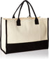 Mud Pie Classic Black and White Initial Canvas Tote Bags (B), 100% Cotton, 17" x 19" x 2"...