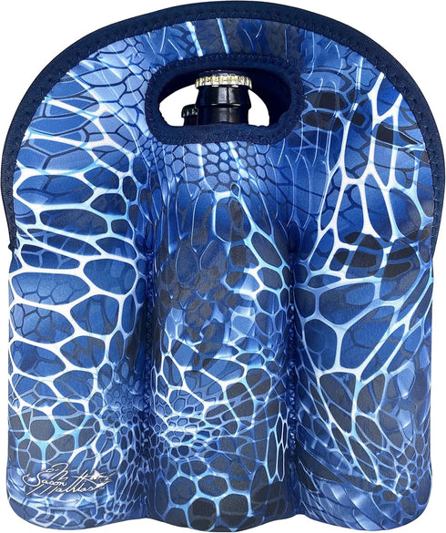 Koverz - #1 Neoprene Insulated 6-Pack Carrier, Beer Bottle Carrier, Six-Pack Tote - Blue Aquatint by Jason Mathias...