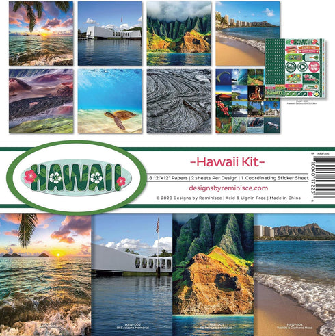 Reminisce Hawaii Scrapbook Collection Kit Paper Crafts, Multi Color Palette, 12x12 inches...