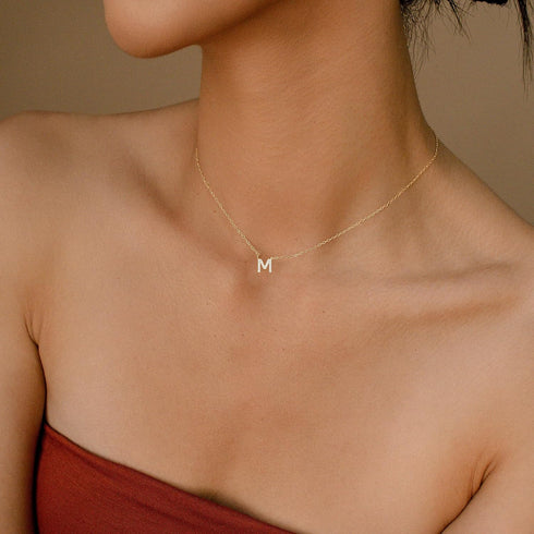 Initial Necklaces for Women, Dainty Gold Letter Necklace 14k Gold Plated Personalized CZ Initial Necklace Monogram Name Choker Necklace for Women ...