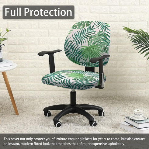 Office Chair Cover Stretchable Computer Desk Chair Seat Covers 2 Piece Waterproof Swivel Chair Protective Slipcover...