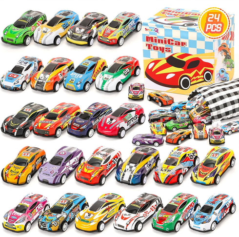 Toy Cars for Kids, 24Pcs Race Cars Pull Back Cars Playsets with Storage Bags,Party Favors Kids Prizes Fillers Bulk Gifts for Boys and Girls Car Ga...