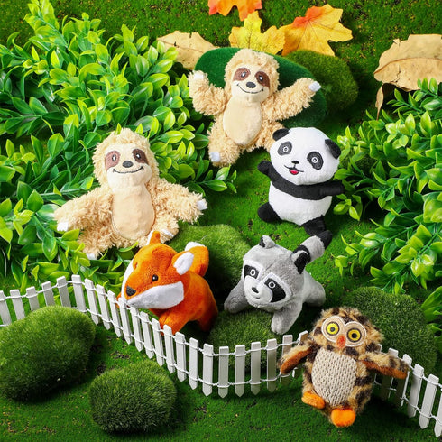 7 Pieces Dog Squeaky Toys Squeaky Hide and Seek Activity Puppy Chew Toys Plush Dog Toy Plush Stuffing Woodland Friends Stuffing with Squeakers for...