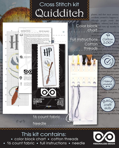 Cross Stitch Kit “Quidditch” - Hand Embroidery Bookmark......