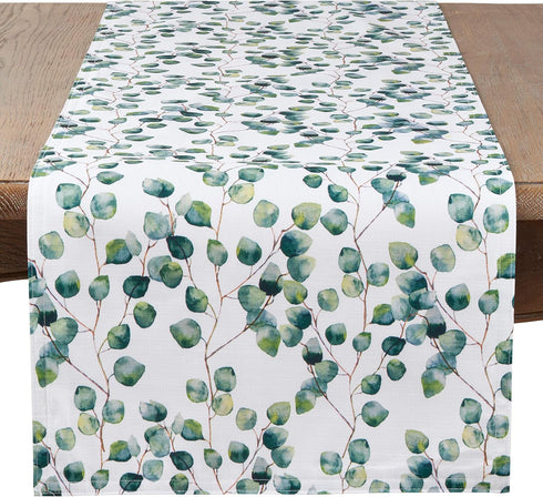 SARO LIFESTYLE Eucalyptus Leaf Table Runner, Eucalyptus, 16"x120"...