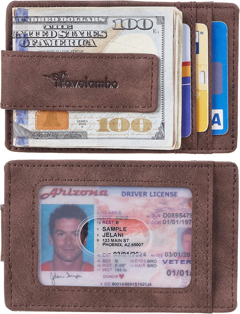 Travelambo Money Clip for Men Magnetic Front Pocket Wallet Slim Wallet Minimalist Card Holder RFID Blocking (Coffee)...