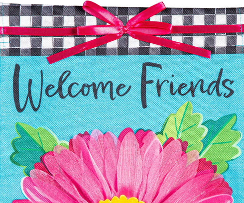 Evergreen Flag Welcome Friends Daisy Burlap Spring Garden Flags 12x18 double sided | Small Garden Flags For Outside | Welcome Spring Flag Décor fo...