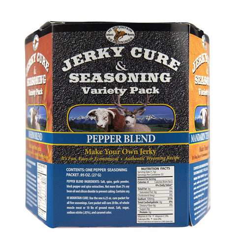 Hi Mountain Jerky Seasoning and Cure Kit | VARIETY PACK #2 | Flavors: Mandarin Teriyaki, Pepperoni, Sweet & Spicy, Inferno, & Pepper | Make Beef J...