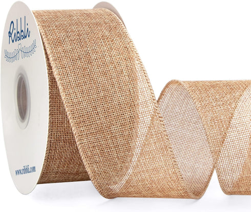 Ribbli Burlap Ribbon Continuous 20 Yard 2.5 Inch Natural Wired Ribbon for Wreaths,Big Bows,Tree Decoration,Outdoor Decoration...