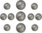 Bezelry Fleur De Lys Domed Metal Shank Buttons. Blazer Button Set. 3 Pcs of 25mm, 8 Pcs of 18mm (Gray Silver)...