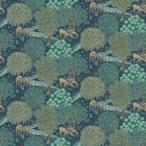 Green Forests Peel and Stick Wallpaper Deer Floral Contact Paper Removable Waterproof Wallpaper Self-Adhesive Wallpaper Decorative Wallpaper for B...