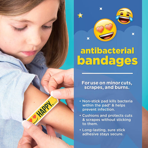 Emoji Kids Assorted Bandages, 100 ct | Wear Like Stickers, Super Fun Designs, Adhesive Bandages for Minor Cuts, Scrapes, Burns. Easter Basket Stuf...