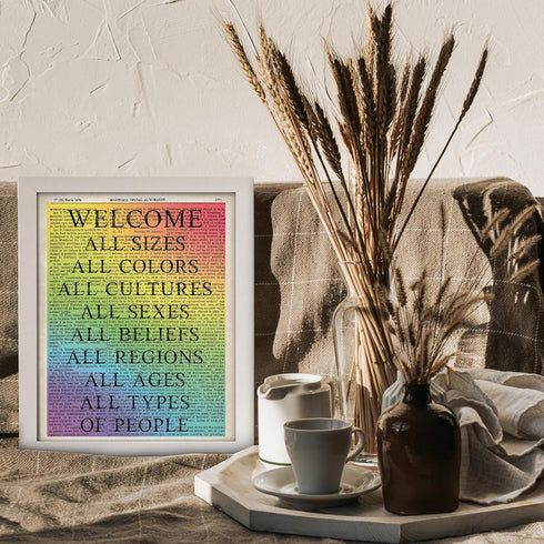 Posterizer 1 pcs-welcome all sizes and sexes and colors sign-Gay & LGBTQ Art-Motivational & Inspirational Art-Gift for LGBTQ, Queer, Gay, Bi, Lesb...