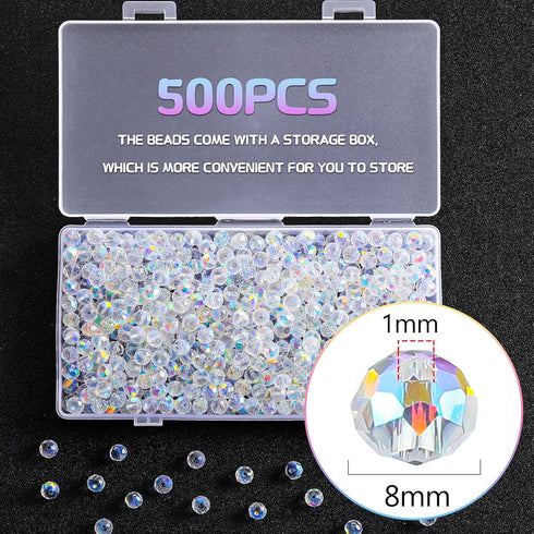 Highergo 500 Pieces DIY Glass Crystal Rondelle AB Glass Beads Faceted Rondelle Beads for Bracelets Necklace Pendants Jewelry Making DIY Craft Proj...