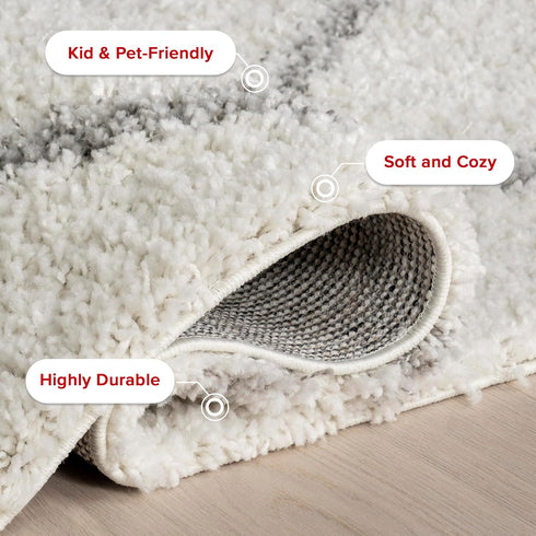 nuLOOM Tess Moroccan Shag Area Rug - 2x3 Accent Shag Rug Modern/Contemporary White/Grey Rugs for Living Room Bedroom Dining Room Nursery Entryway...