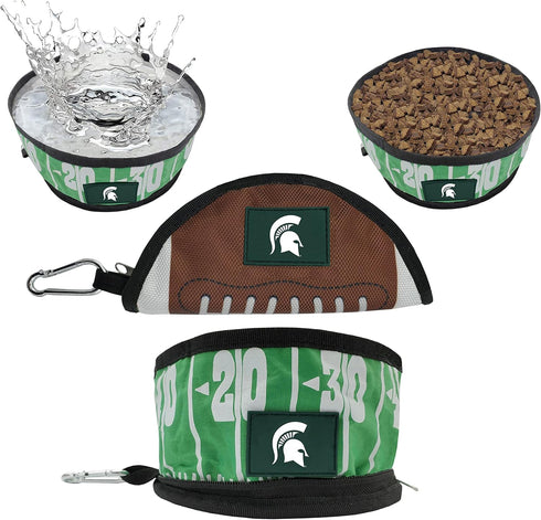 NCAA Michigan State Spartans Collapsible Dog Travel Bowl, Food and Water Bowl for Dogs & Cats. Best Portable & Lightweight Leak-Proof Pet Bowl for...