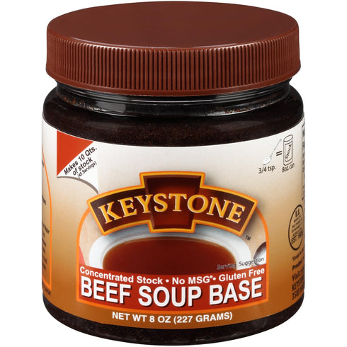Keystone Meats Beef Soup Base 8 Oz Jar Concentrated Stock, No MSG, Gluten Free, Ready to Use Emergency Food Beef Bouillon for Broth, Gravy, Soup &...