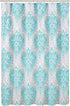 Comfort Spaces Coco Bathroom Shower Curtain Printed Damask Pattern Modern Cute Microfiber Fabric Bath Curtains, 72"x72", Teal / Grey...